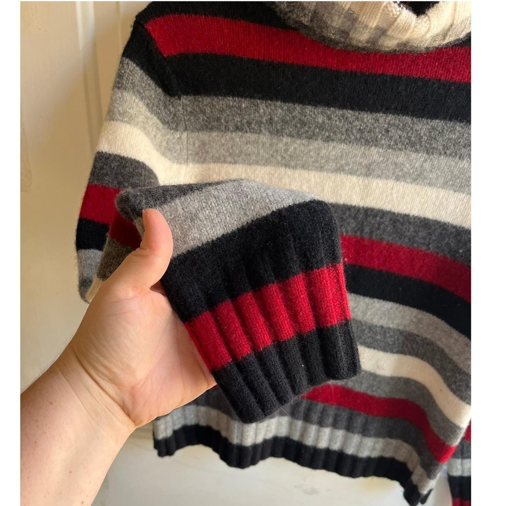 VTG Y2K 2002 Women's Chunky Knit 100% Lambswool Striped Turtleneck Sweater Large - Picture 3 of 6